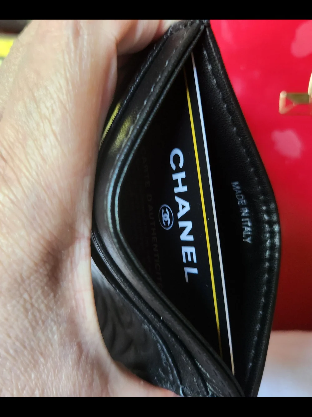 CHANEL Black Camellia Quilted Card Case